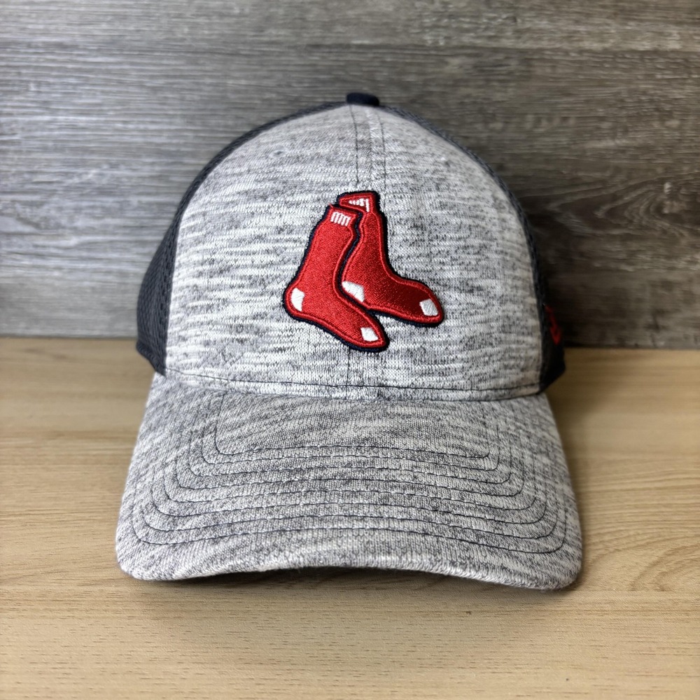 Boston Red Sox Hat Cap Fitted Mens Large Gray Black MLB Baseball New Era Sox M/L